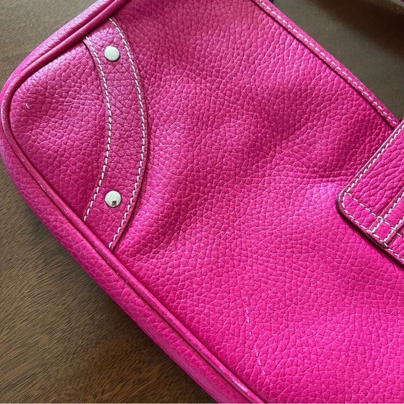 Women’s Burberry Pink Leather Shoulder Baguette Bag Plaid Liner Silver Hardware - Picture 5 of 15